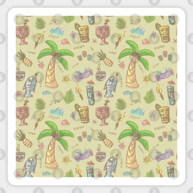 Tiki Sketch Pattern Sticker by designering_sarah